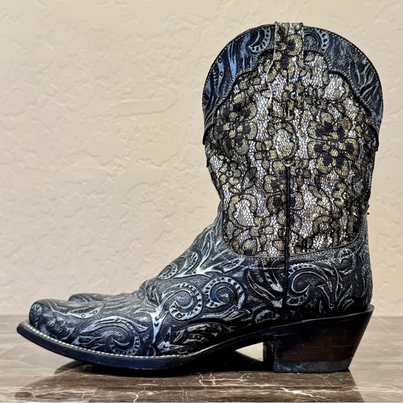 Ferrini Leather and Lace Glitter Cowboy Boots